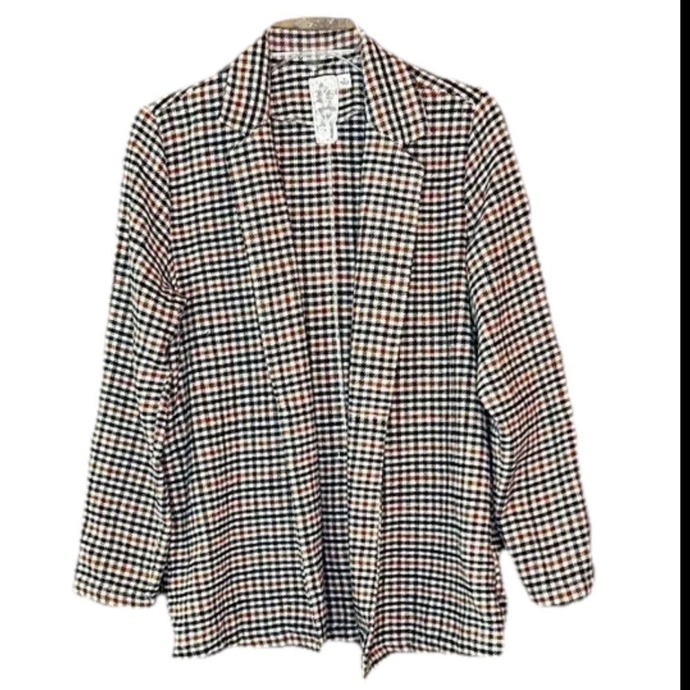 Sadie & Sage Harmless Banter Plaid Women’s Open Front Blazer Jacket